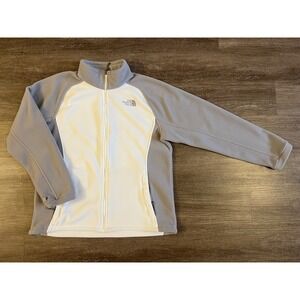 North Face Jacket Women XL‎ White Two Tone Full Zip Outdoor Hiking Fleece